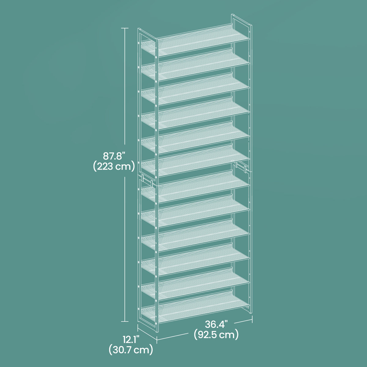 Abbi 48-60 Pair Stackable Shoe Rack, with Adjustable Flat or Angled Shelves
